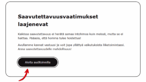Kuvakaappaus Selko Digitalin verkkosivuilta kohdasta, jossa mustan painikkeen ympärillä on pienet mustat kehykset.